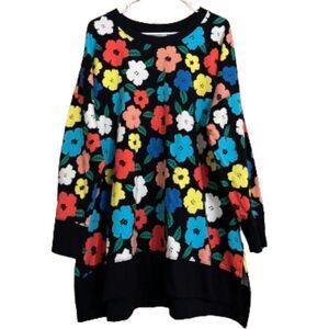 LULAROE Women’s Hannah Black Multi Floral Print 3/4 Sleeve Sweatshirt Sz-2XL